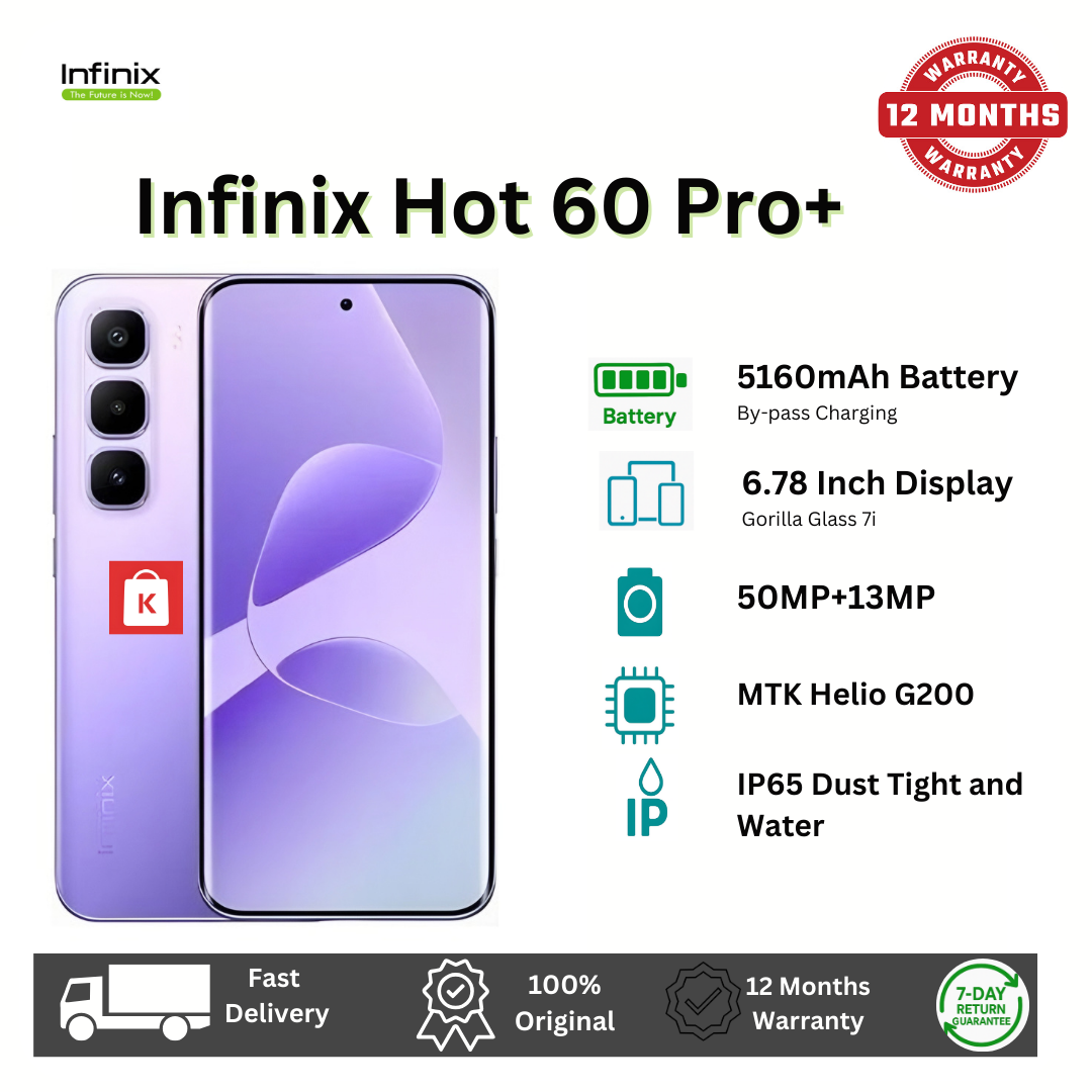 [New Arrival] Infinix Hot 60 Pro Plus 256GB+16(8+8)GB 6.78" 144Hz Curved AMOLED Display 50+13MP Camera 5160mAh Battery 45W Fast Charging Corning Gorilla Glass 7i IP65 Infinix Hot 60 Pro+ AI Smartphone