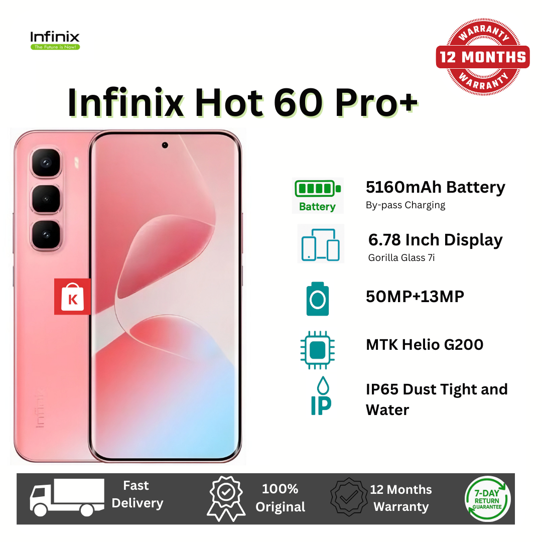 [New Arrival] Infinix Hot 60 Pro Plus 256GB+16(8+8)GB 6.78" 144Hz Curved AMOLED Display 50+13MP Camera 5160mAh Battery 45W Fast Charging Corning Gorilla Glass 7i IP65 Infinix Hot 60 Pro+ AI Smartphone