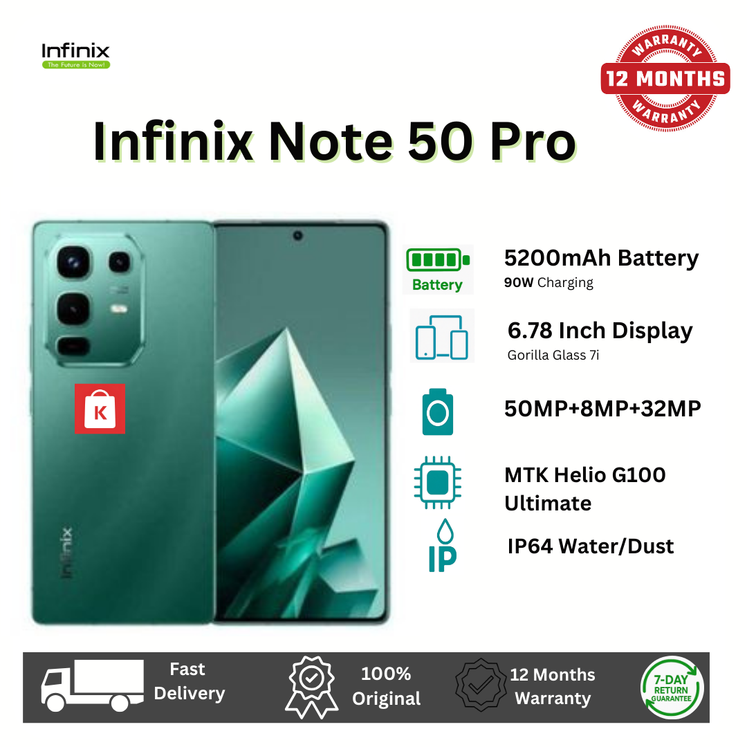[Exclusive Discount] Infinix Note 50 PRO 256GB+16GB (8+8)GB RAM 6.78" 144Hz Screen Dual SIM Phone 90W 5200mAh 50MP Camera Android 15 MediaTek Helio G100 Ultimate Metal Middle Frame Smart AI Phones