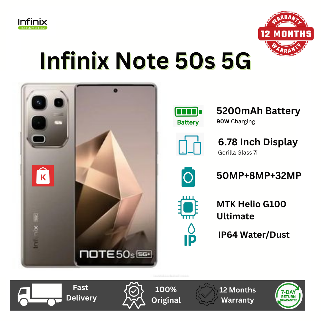 [New Arrivals] Infinix Note 50S 5G Network 256GB+16GB (8+8)GB RAM 6.78" 144Hz Screen Dual SIM Phone 63MP Camera 5500mAh Battery 45W charging Android 15 MediaTek Dimensity 7300 Ultimate Smart AI Phones