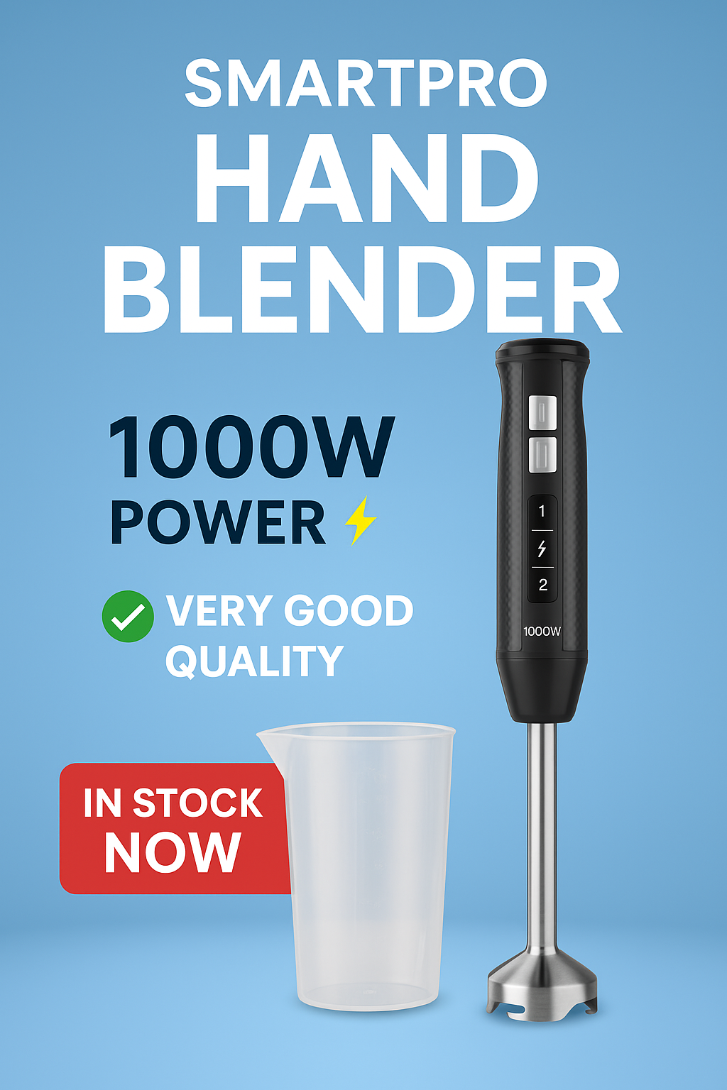 SmartPro Hand Blender 1000W ⚡ – Powerful Electric Hand Mixer with Jar | Stainless Steel Blade | High Quality