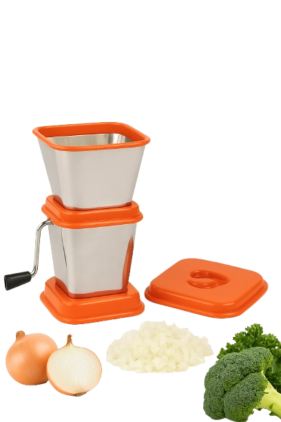 Stainless Steel Manual Onion & Vegetable Chopper – Heavy-Duty Hand Crank Cutter with Sharp Blades & Anti-Slip Base – Fast Slicer for Garlic, Carrots, Cabbage & More – Kitchen Must-Have