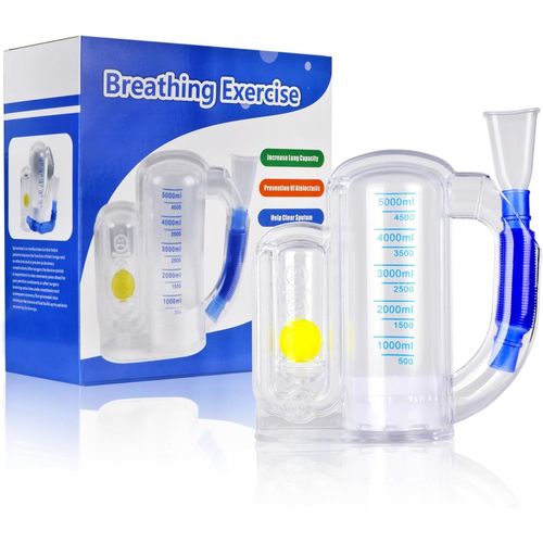 Incentive Spirometer,Adult Lung Trainer,Breathing Trainer - 5000ML Inhale Volume Measurement, Equipped with Ball Flow Rate Indicator & Scale Indicator
Incentive Spirometer,Adult Lung Trainer,Breathing