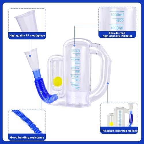 Incentive Spirometer,Adult Lung Trainer,Breathing Trainer - 5000ML Inhale Volume Measurement, Equipped with Ball Flow Rate Indicator & Scale Indicator
Incentive Spirometer,Adult Lung Trainer,Breathing