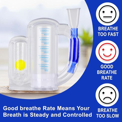 Incentive Spirometer,Adult Lung Trainer,Breathing Trainer - 5000ML Inhale Volume Measurement, Equipped with Ball Flow Rate Indicator & Scale Indicator
Incentive Spirometer,Adult Lung Trainer,Breathing