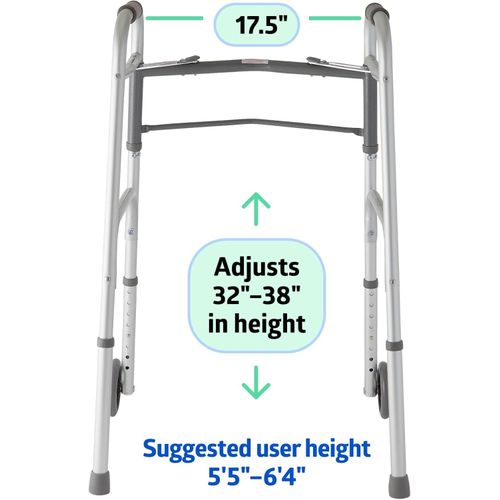 Lightweight Two Button Folding Walker with 5" Wheels, Aluminum Frame-Walking frame with wheels
Lightweight Two Button Folding Walker with 5" Wheels, Aluminum Frame-Walking frame with wheels
Lightweigh