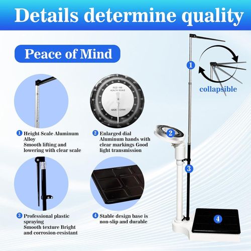 Physician Beam Scale, Classic Mechanical Beam Scales with Large Round Dial, Height and Weight Scale, Dual Reading KG/LB (A)
Physician Beam Scale, Classic Mechanical Beam Scales with Large Round Dial,