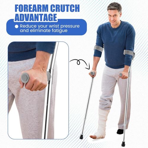 1 Pair Forearm/elbow Crutches for Adults Aluminum Adult Crutches Gray Adjustable Crutches for Men Women, 300 Lb. Weight Capacity, Height Adjustment1 Pair Forearm/elbow Crutches for Adults Aluminum Adu
