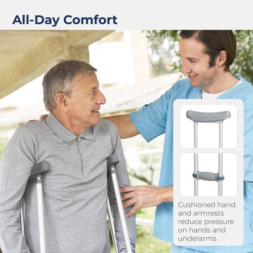 Underarm Crutches for Adults,Sturdy Crutch Capacity 300 Lb,Aluminum Adjustable Crutches Suitable Height 4.6 Foot to 6.6,Comfortable Armpit Pad Non-Slip Rubber Pads for Walking Crutches
Underarm Crutch