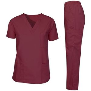 MEDICAL SCRUB Nursing Set 2 Pocket Nurse Uniform Suit V Neck Black M + PATELLA HAMMER