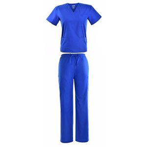 MEDICAL SCRUB Nursing Set 2 Pocket Nurse Uniform Suit V Neck Black M + PATELLA HAMMER