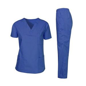 MEDICAL SCRUB Nursing Set 2 Pocket Nurse Uniform Suit V Neck Black M + PATELLA HAMMER