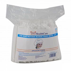 100 PCS Disposable Nonwoven Bouffant Caps Hair Net Cap Free Size Elastic Cap, STONCEL Non-Woven Strip Cap for Food Service Beauty Kitchen Hospital and Workspace (White or Blue)