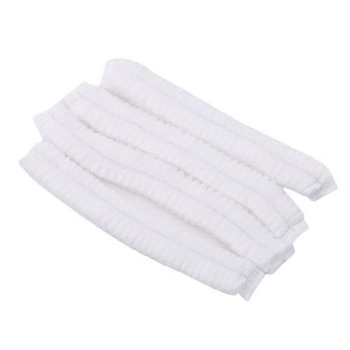 100 PCS Disposable Nonwoven Bouffant Caps Hair Net Cap Free Size Elastic Cap, STONCEL Non-Woven Strip Cap for Food Service Beauty Kitchen Hospital and Workspace (White or Blue)
