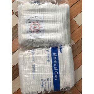 100 PCS Disposable Nonwoven Bouffant Caps Hair Net Cap Free Size Elastic Cap, STONCEL Non-Woven Strip Cap for Food Service Beauty Kitchen Hospital and Workspace (White or Blue)