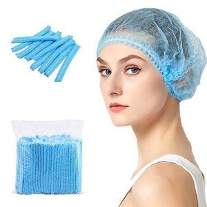 100 PCS Disposable Nonwoven Bouffant Caps Hair Net Cap Free Size Elastic Cap, STONCEL Non-Woven Strip Cap for Food Service Beauty Kitchen Hospital and Workspace (White or Blue)