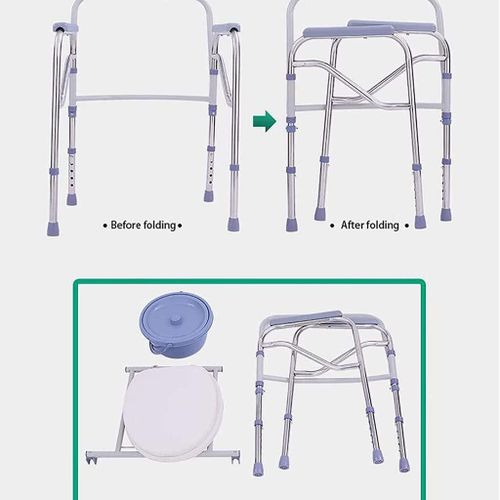 Foldable Commode Chair Folding Commode Chair Stainless Steel Portable Camping Toilet Chair Bedside Toilet Height Adjustable Settings for Pregnant Women Lightweight Commode
Foldable Commode Chair