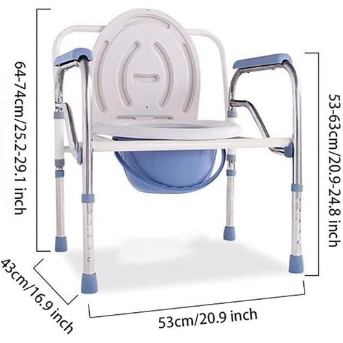Foldable Commode Chair Folding Commode Chair Stainless Steel Portable Camping Toilet Chair Bedside Toilet Height Adjustable Settings for Pregnant Women Lightweight Commode
Foldable Commode Chair