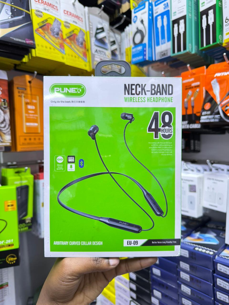 PUNEX Neckband Wireless Headphones – Extra Bass | 48 Hours Playtime | Noise Cancelling Bluetooth Earphones