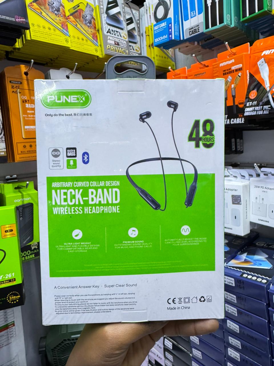 PUNEX Neckband Wireless Headphones – Extra Bass | 48 Hours Playtime | Noise Cancelling Bluetooth Earphones