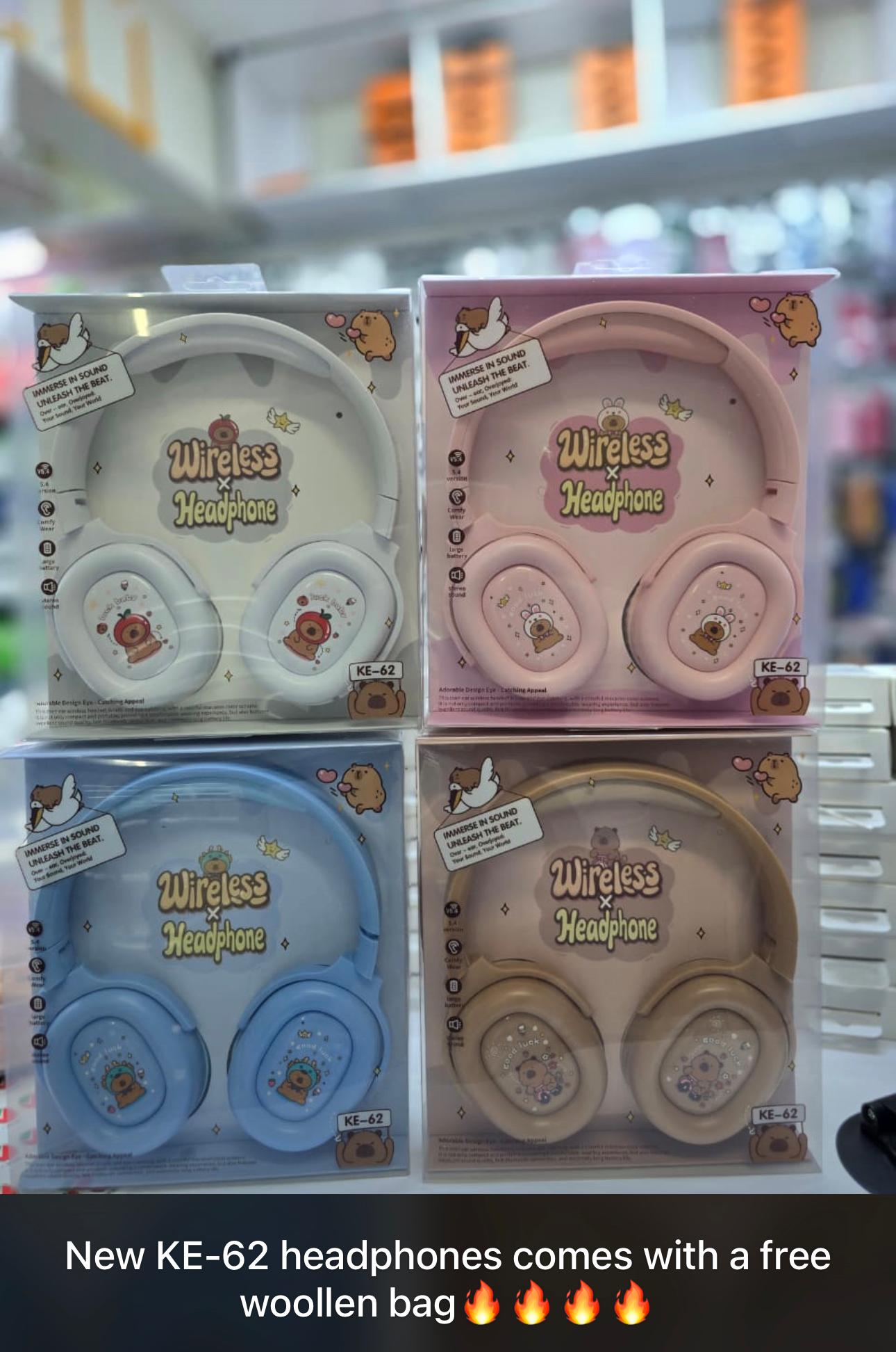 KE-62 Wireless Headphones – Free Woollen Carry Bag Included 🔥