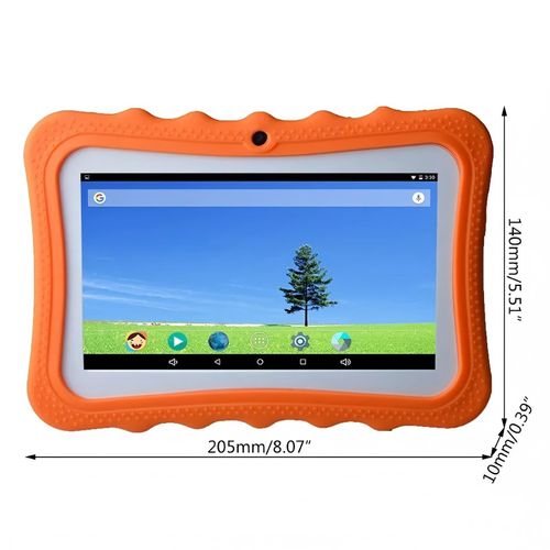 TiLECC Android 12 7 Inch Kid Tablet Dual Camera 4GB RAM 128GB 4000mAh Orange