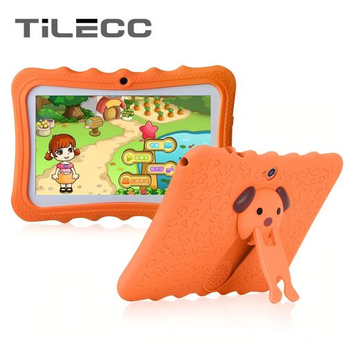 TiLECC Android 12 7 Inch Kid Tablet Dual Camera 4GB RAM 128GB 4000mAh Orange