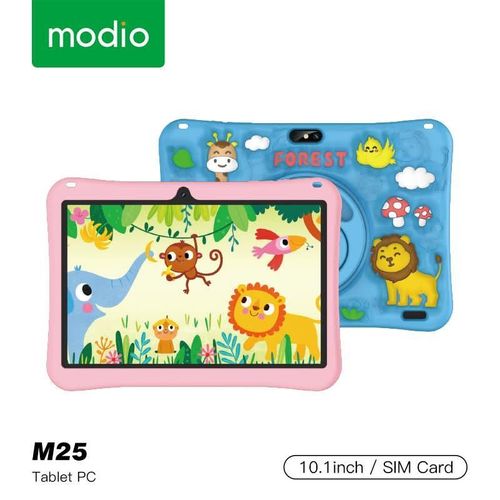 Modio M25 Kids Tablet Pc, Android 8GB RAM 512GB ROM Virtual Storage10.1 Inches Sim Card Support, WIFI, Dual Camera With Free Gifts and free Headphones - PINK