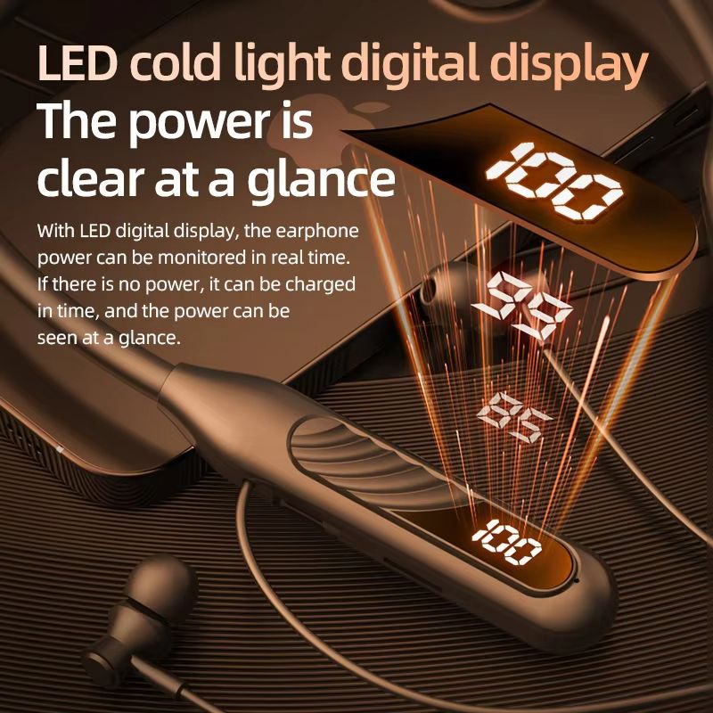 BT8 Wireless Bluetooth Earphones Headphones Outdoor Sports Headset V5.3 Display Button Control Earbuds for Music