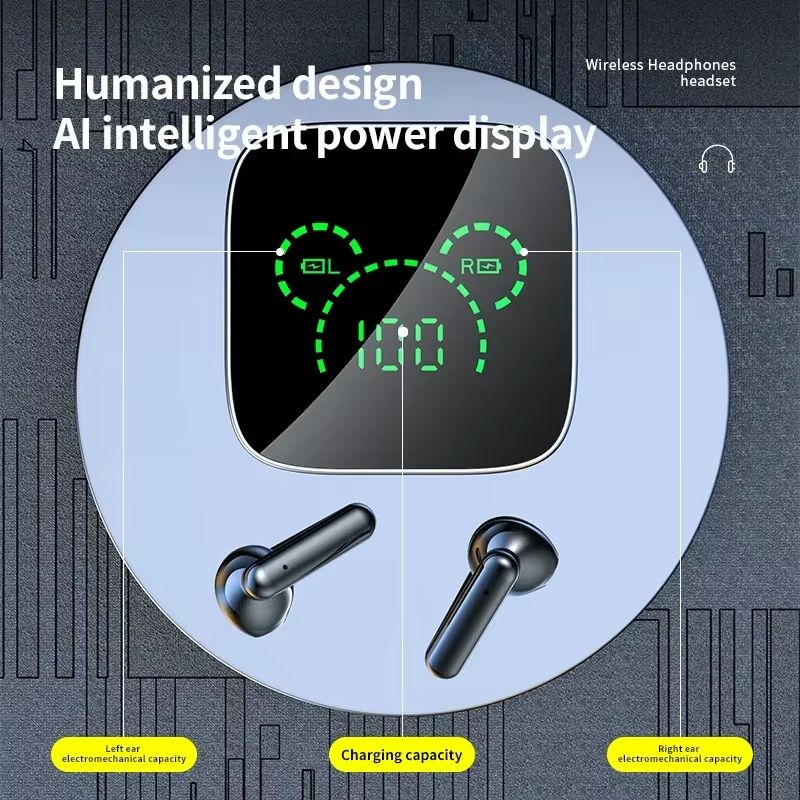K60 TWS Wireless Bluetooth Earphones Touch Control 9D Stereo Headset with Mic 5.3 Sport Earphones Waterproof Earbuds LED Display