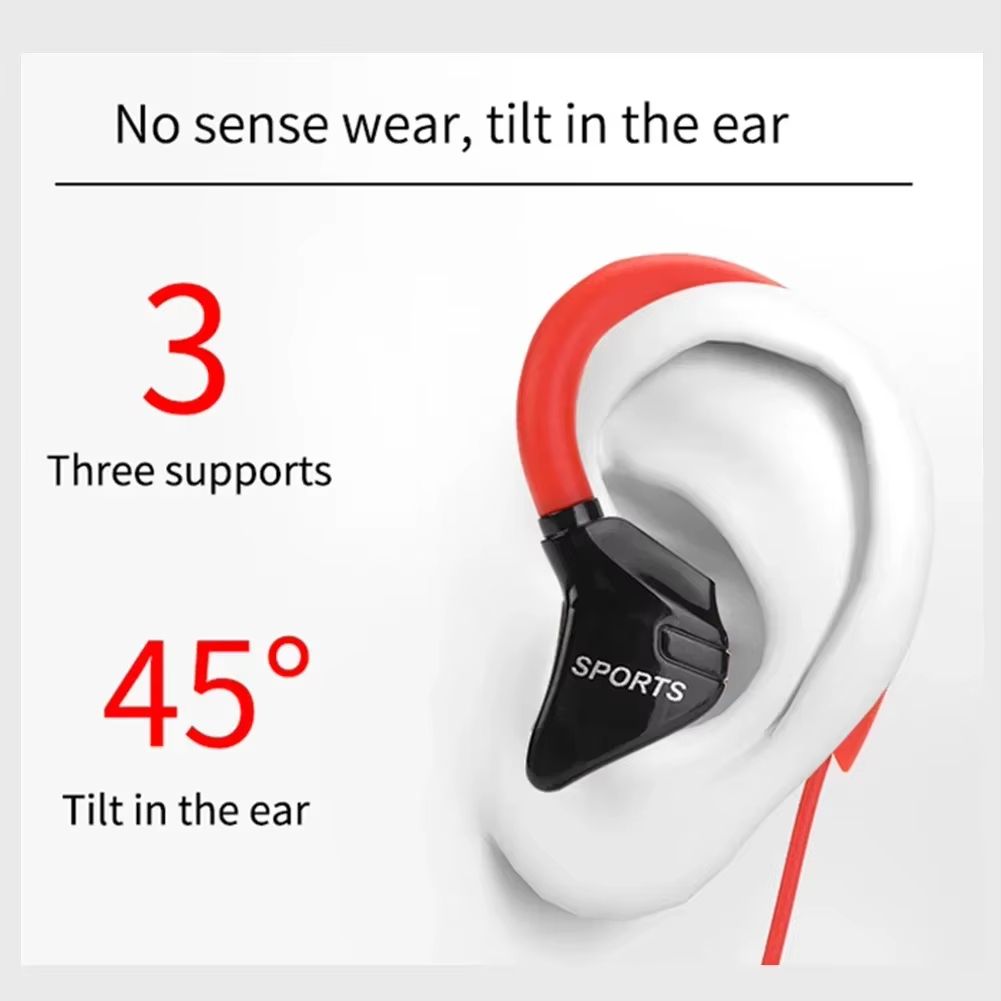 3.5mm Ear Hanging Sport Earphone 1.25m Ear Hook Wired Headphone for iPhone Samsung MP3 Smartphone In-Ear Headsets with Built-in