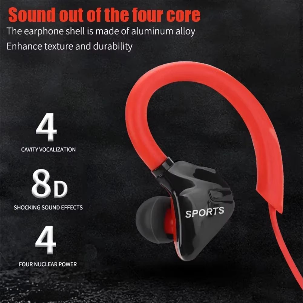 3.5mm Ear Hanging Sport Earphone 1.25m Ear Hook Wired Headphone for iPhone Samsung MP3 Smartphone In-Ear Headsets with Built-in