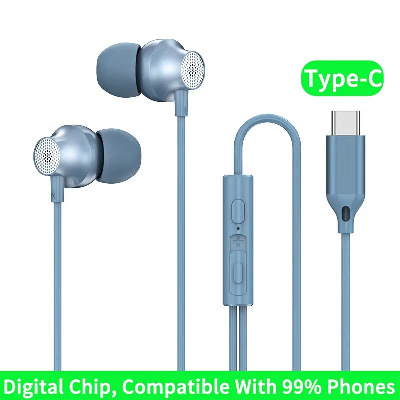 9D HIFI Heavy Bass Metal Wired Earphone Digital Type-C/3.5mm AUX With Mic In-Ear Earbuds Sport Music Headset For Samsung Android