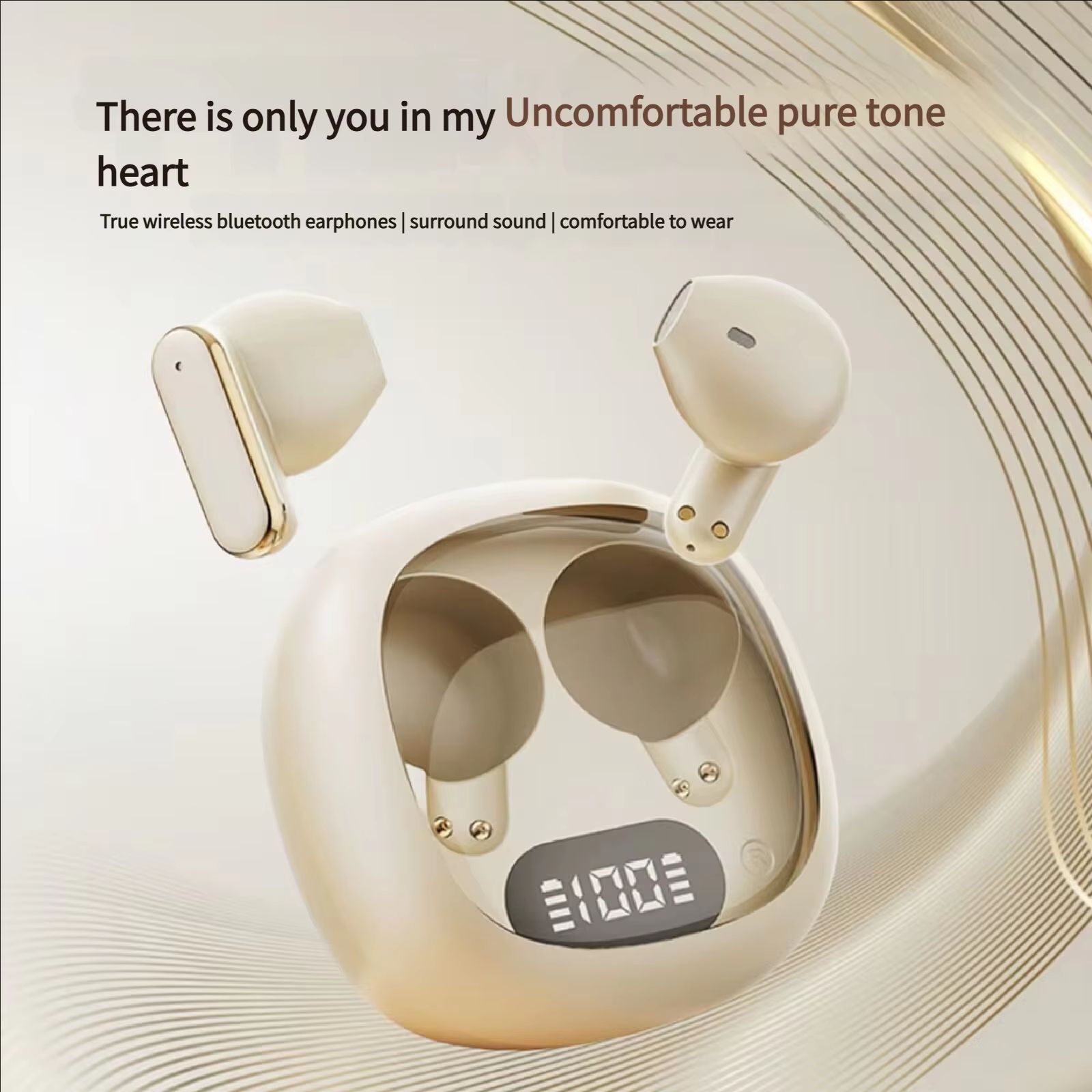 Q5 Stylish HIF Surround Sound Wireless Bluetooth Earphones Digital Display Long Battery Life Custom Fit Universal Compatibility