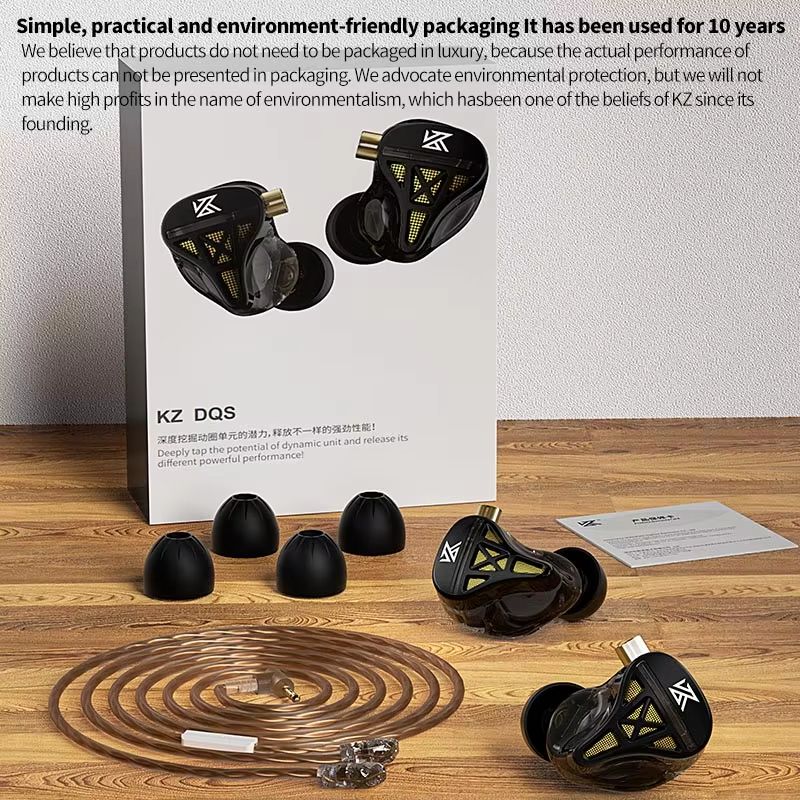 KZ DQS Metal Wired Earphones In Ear Monitor Earbuds Headset HiFi Sport Game Music Headphones With Microphone Detachable Cable