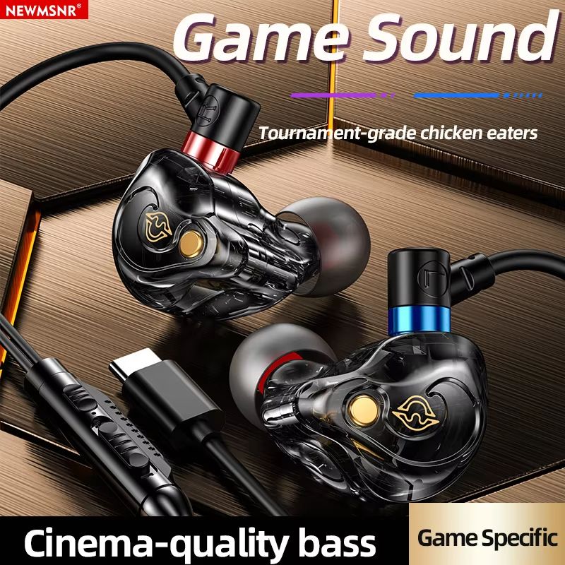 NEW 8D Surround Sound Gaming Earphones Type C&3.5mm Wired In Ear Earbuds Headphones Sports Gamer Headset for Samsung With HD Mic