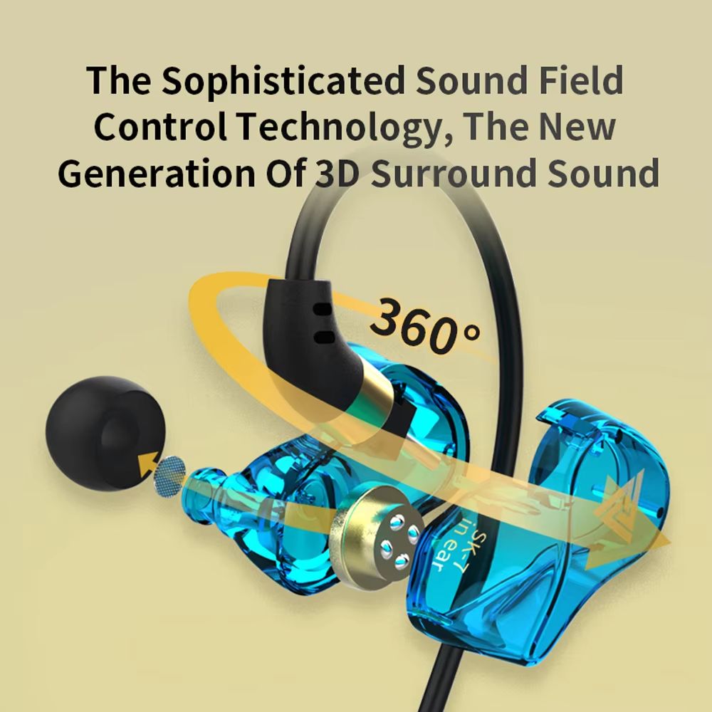 New SK7 Wired Headphones In Ear Monitor Stereo Earbuds HiFi Earphone Game Bass Running Sport Music Headset With Microphone