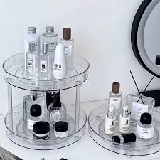 2 Tier 360° Rotating Lazy Susan Organizer, Large Clear Turntable Spice Rack for Kitchen Cabinet, Pantry Shelf, Fridge and Countertop, Multipurpose Storage for Condiments, Bottles and Jars