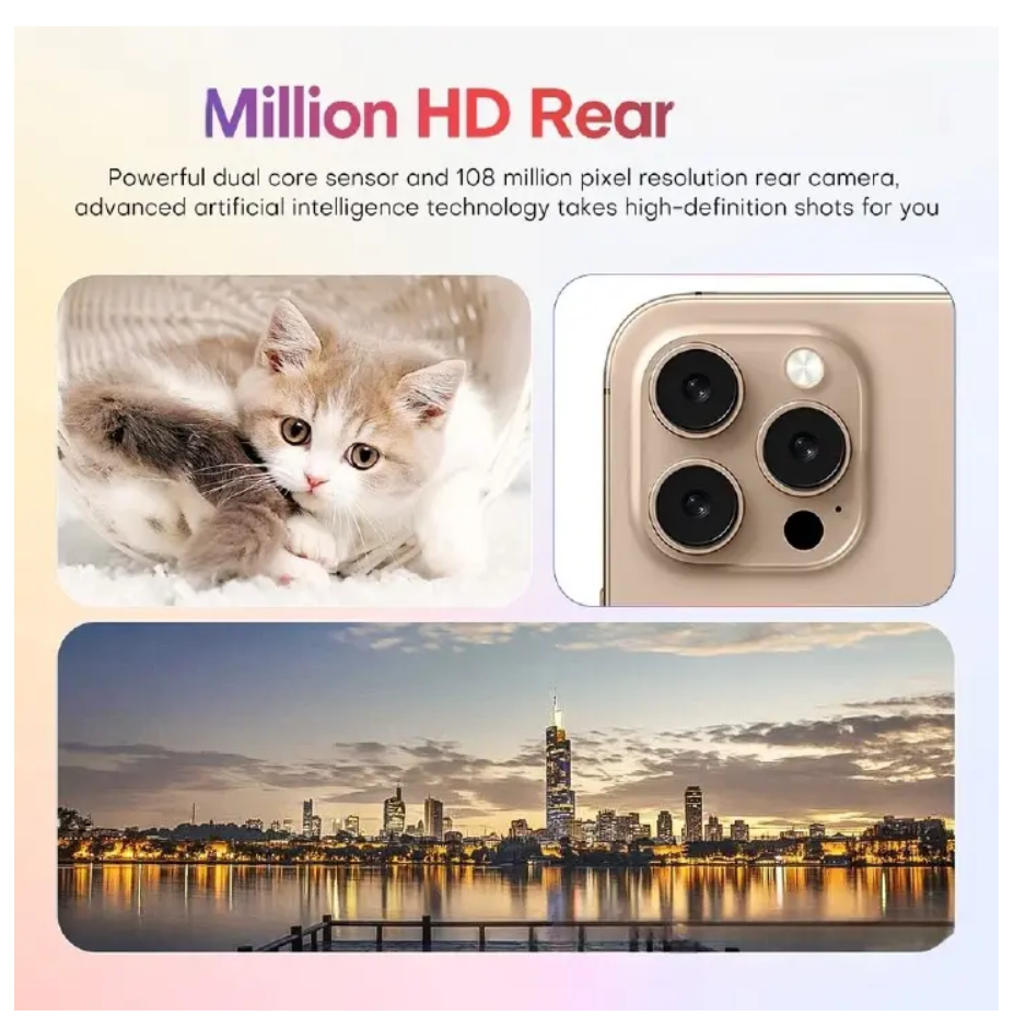 Calus 16 Pro Max Android 14 Smartphone 32GB ROM + 3GB RAM 6.6-inch IPS LCD screen display and 5200mAh battery capacity OCTA-CORE Processor 26MP dual main camera + 13MP Selfie Android Smartphone