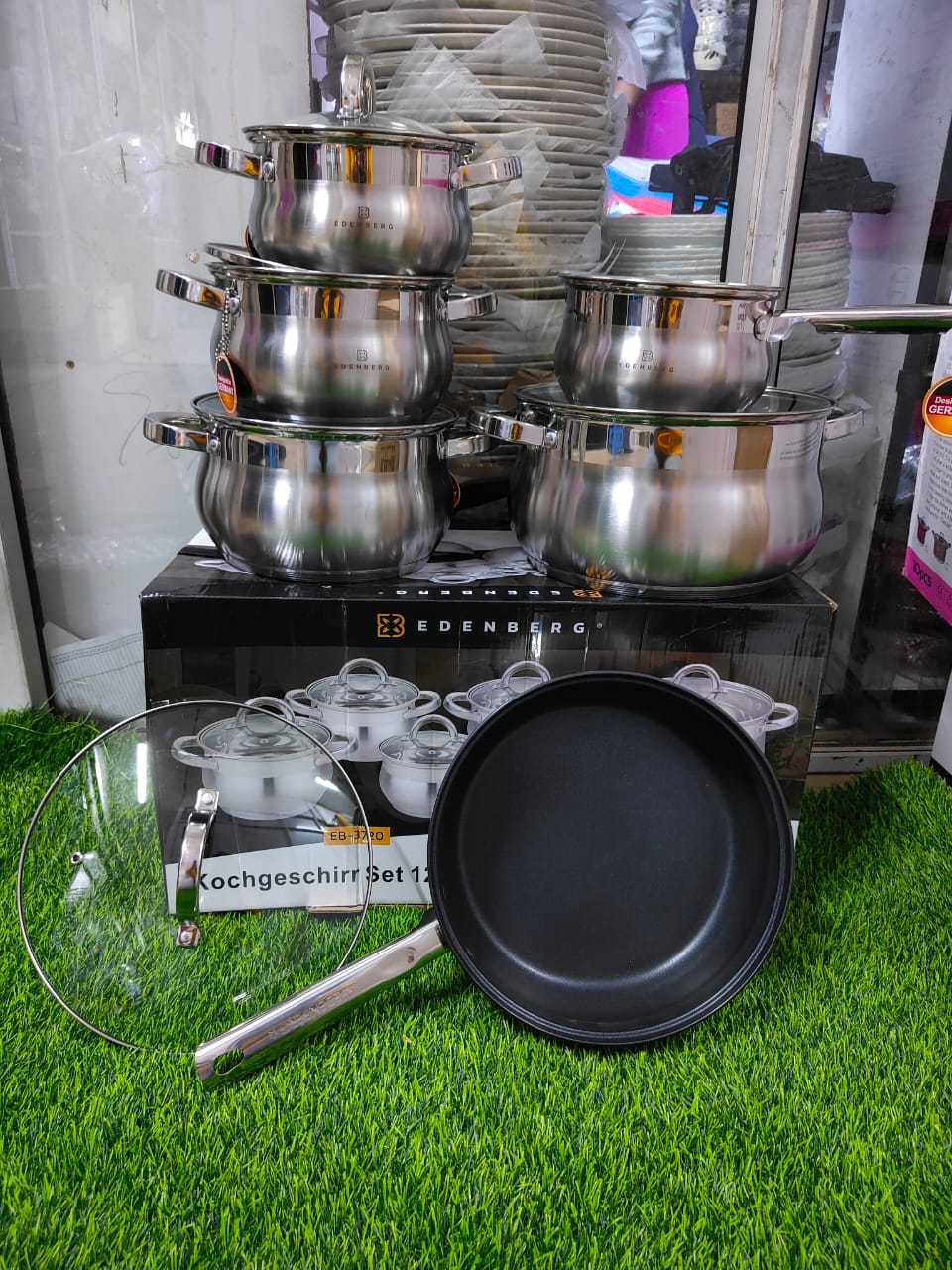COOKWARE SET – EDENBERG PCs Stainless Steel Cookware, Durable & Stylish Pots & Pans, Dishwasher Safe, Easy to Clean, Long-Lasting, Comfortable Handles, Premium Kitchen Essentials