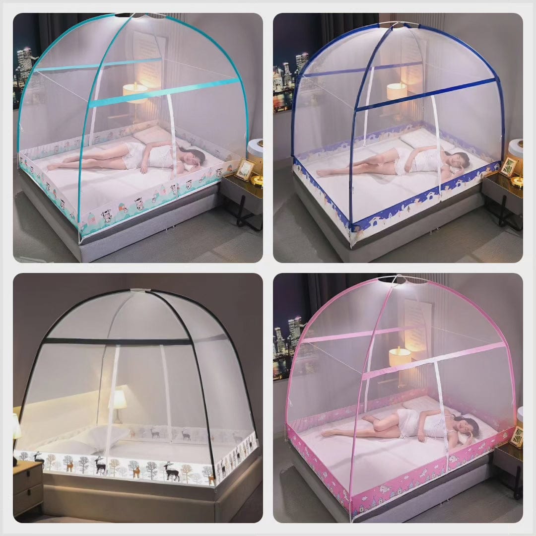 FOLDABLE MOSQUITO NET – Dome Design, Easy to Use & Portable, Available in 4 Colors, Sizes 4x6, 5x6, 6x6, Strong Frame, Comfortable Sleep Protection from Mosquitoes