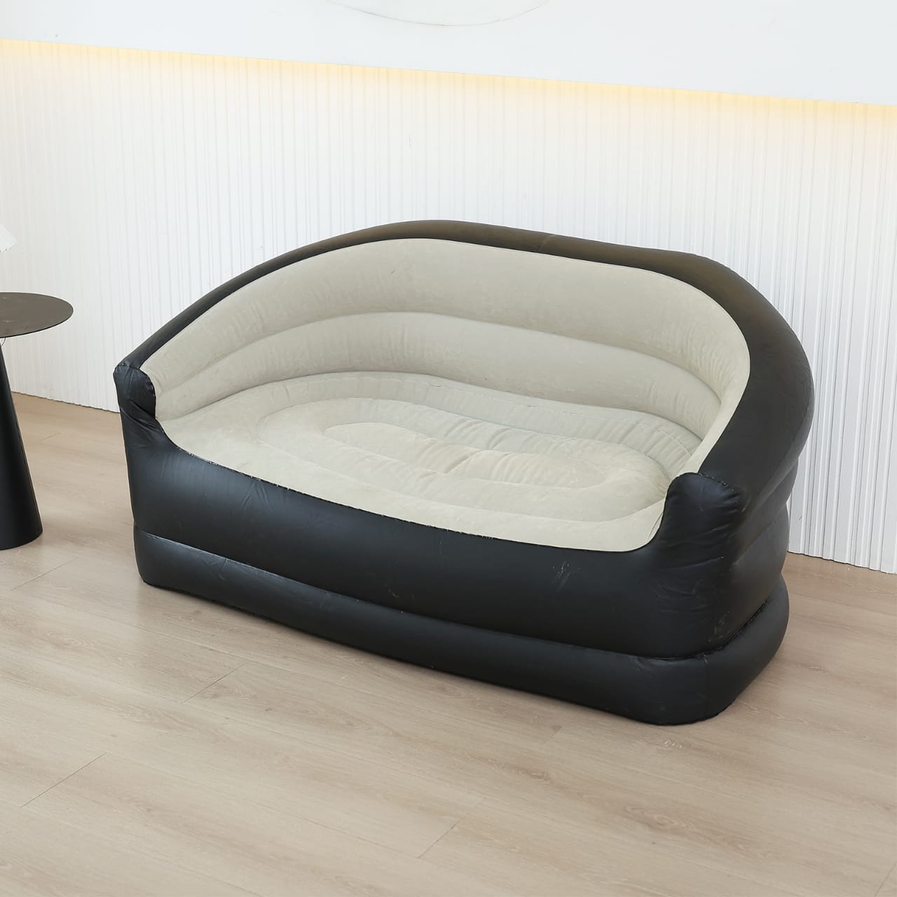 Double Size Inflatable Sofa Seat 135×84×62cm with Manual Pump – Portable Air Couch Chair in Beige & Black Combo, Comfortable, Durable, Easy to Inflate for Indoor and Outdoor Use