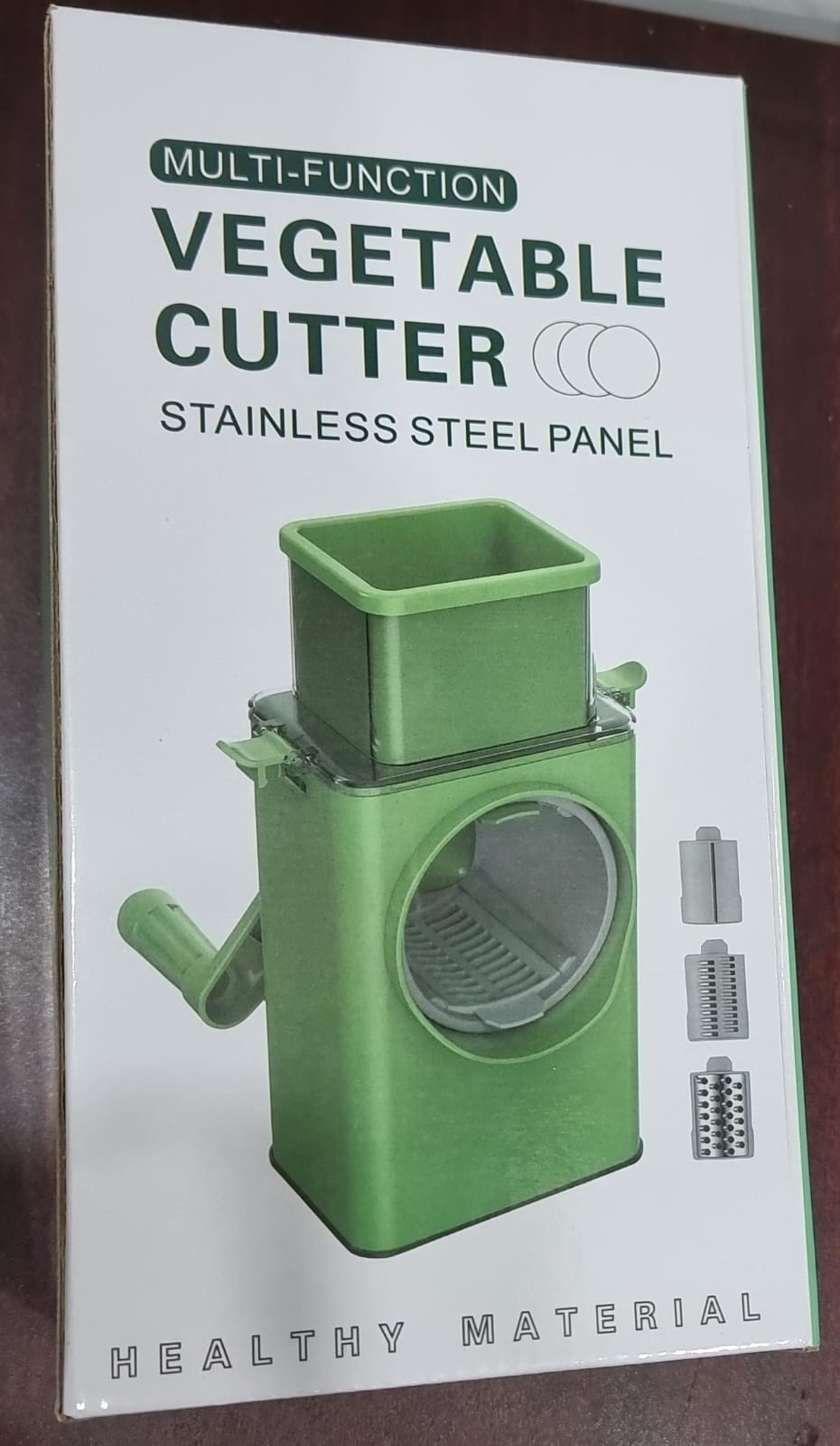 4-in-1 Rotary Hand Chopper – Manual Vegetable Shredder & Slicer with Interchangeable Stainless Steel Drums, Non-Slip Base, for Potatoes, Carrots, Cheese & More