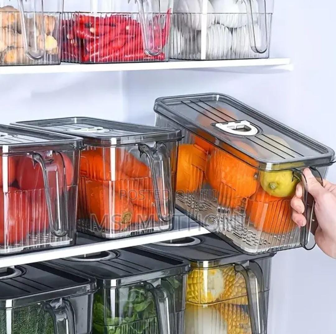 3L Elegant Acrylic Fridge Container with Date Indicator – Freshness Keeper Box for Fruits, Vegetables & Leftovers (Green & Clear)