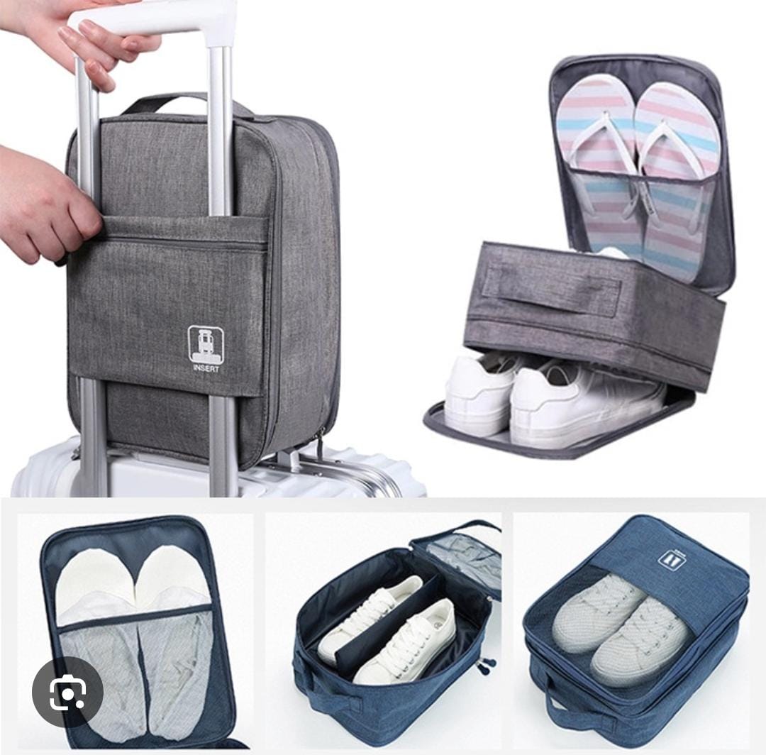 Waterproof Travel bag organizer has 3 zip, 3 level shoe bag now available in 5 colours
