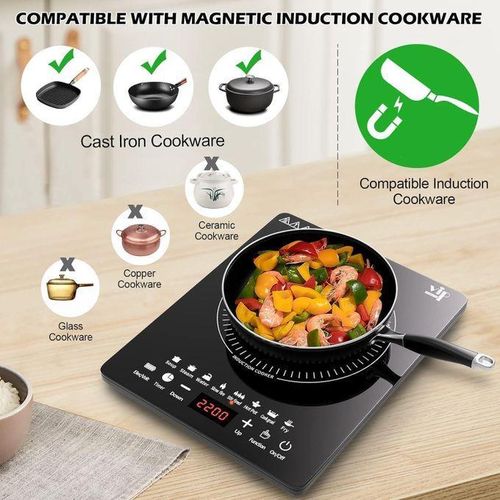 Sokany 2200Watts Countertop Electric Induction Cooker hot plate and Burner with Multi-Function Smart Touch Cooktop Panel, LED Display Timer