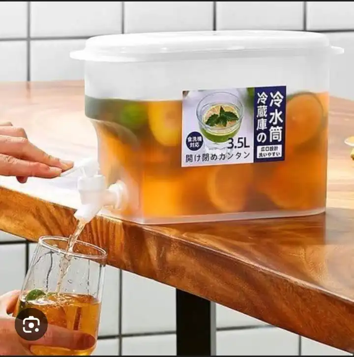 3.5L Fridge Water Dispenser & Beverage Container with Faucet - Slim Space-Saving Tabletop Juice Dispenser, Iced Tea Pot, Cold Water Bucket for Home, Kitchen & Party - Durable Food Grade Material