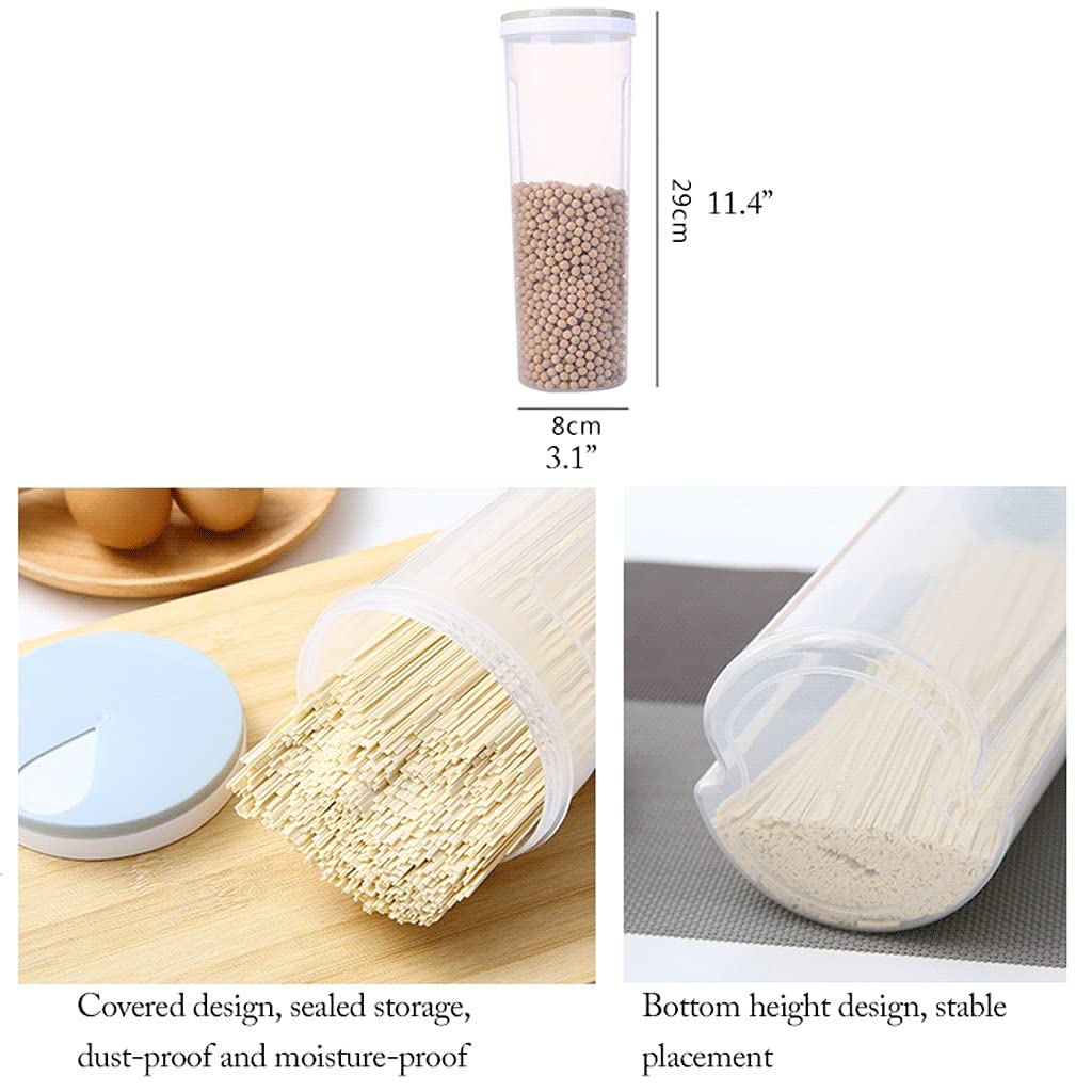 Airtight Spaghetti & Cereal Storage Container (0.3kg) - 2L Tall Multi-Purpose Noodle Dispenser, Pasta Box, Kitchen Pantry Organizer with Easy-Pour Lid for Beans, Oats & Snacks - BPA-Free Plastic