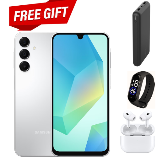 Samsung Galaxy A16 4G Smartphone – Light Gray / Silver, 6.7" Super AMOLED Display, 4GB RAM + 128GB ROM, 50MP Triple Camera, 5000mAh Battery, Android 14, Dual SIM – Brand New