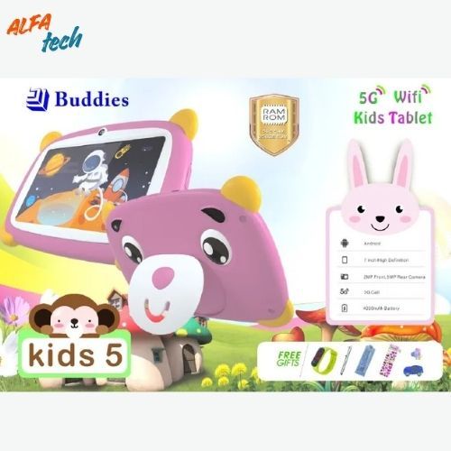 NEW ARRIVAL Buddies Kids 5 Study Tablet 5G – 8GB RAM / 256GB Storage | WiFi + SIM + Memory Card Slot | Android Learning Tab